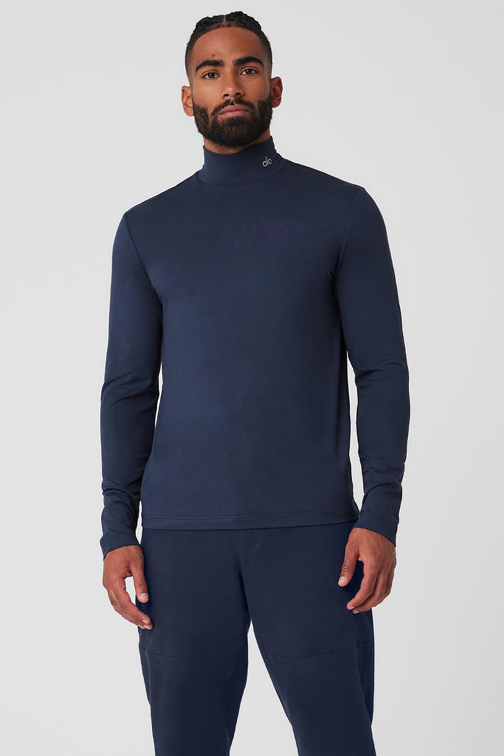 Navy Men Alo Yoga Conquer Reform Mock Neck Long Sleeve | Australia  92841-CFAX