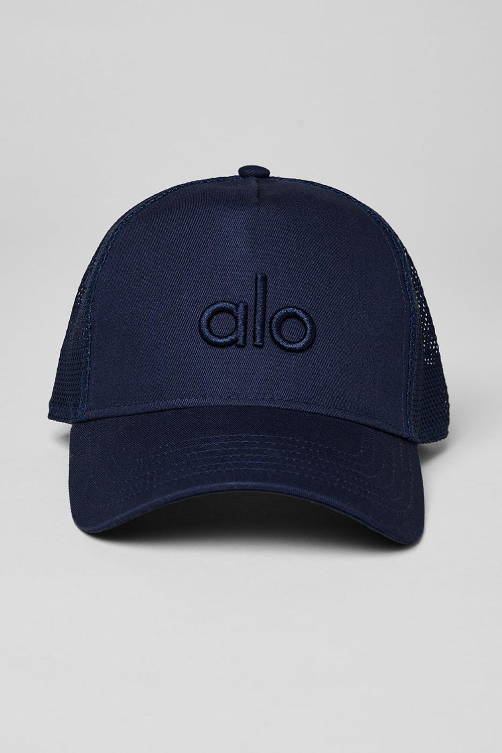 Navy Men Alo Yoga District Trucker Hat | Australia  24078-CRNK