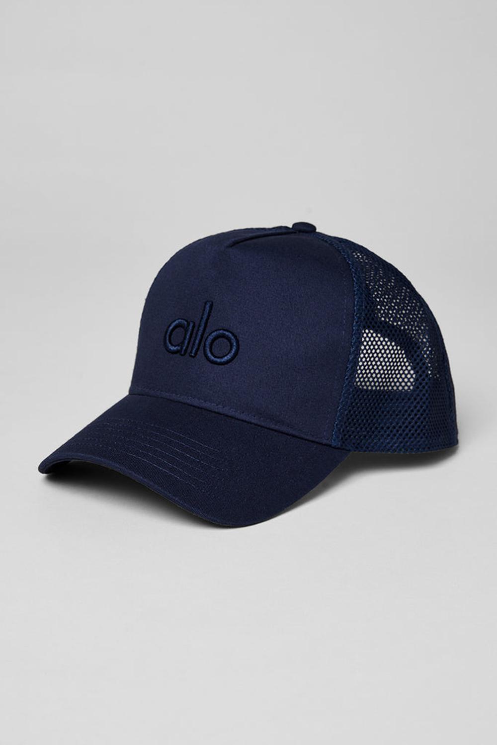 Navy Men Alo Yoga District Trucker Hat | Australia  24078-CRNK