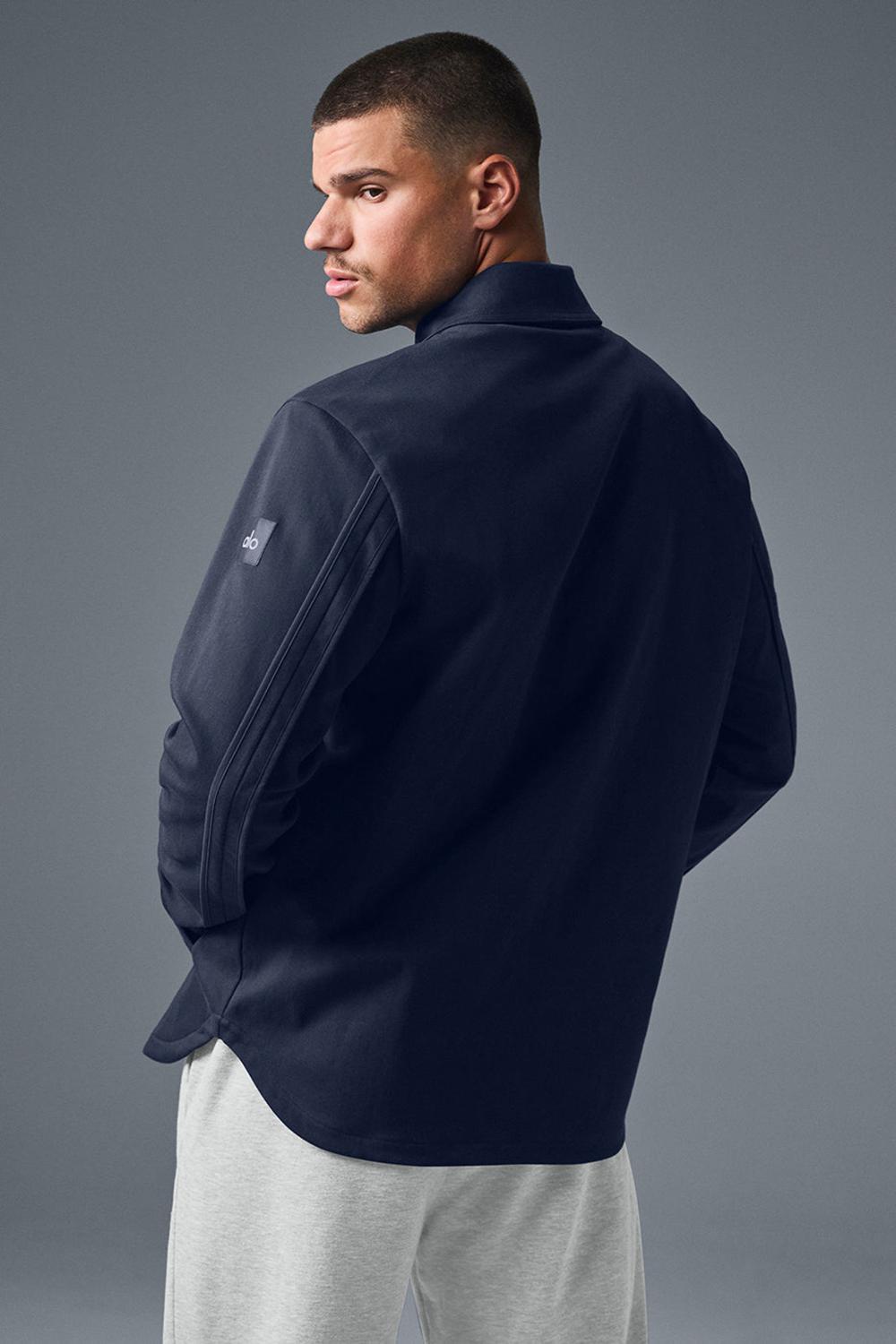 Navy Men Alo Yoga Edition Sueded Jacket | Australia  75962-AJRY