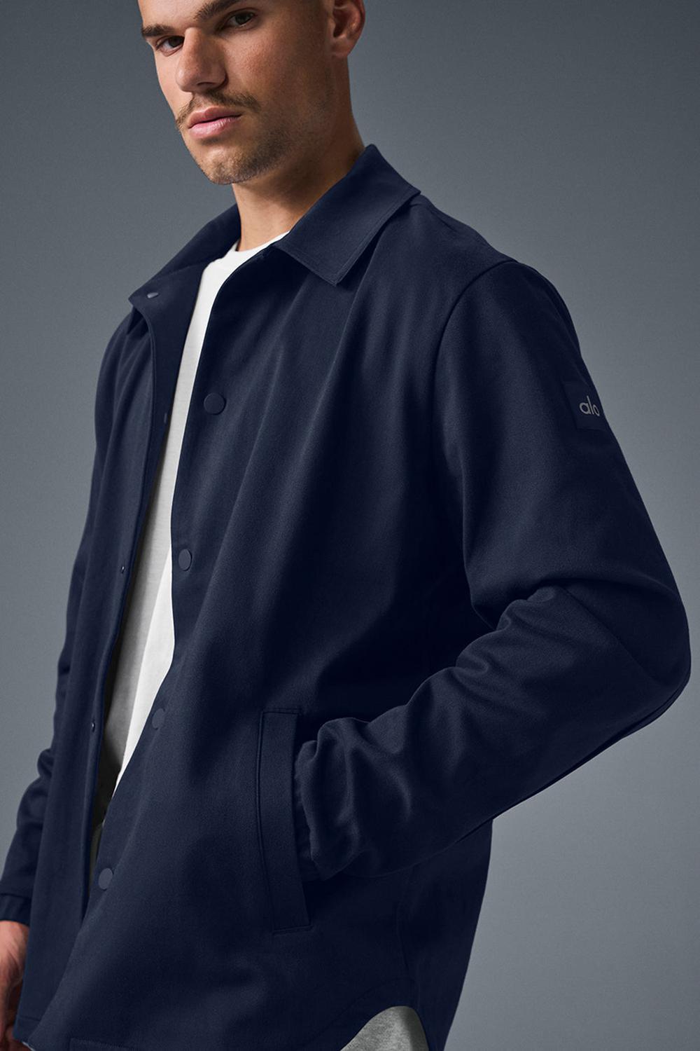 Navy Men Alo Yoga Edition Sueded Jacket | Australia  75962-AJRY