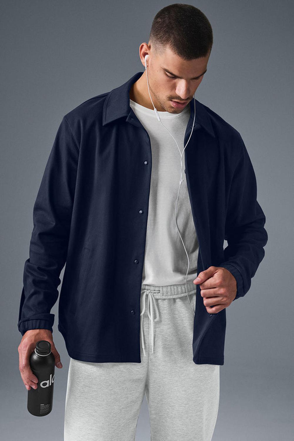 Navy Men Alo Yoga Edition Sueded Jacket | Australia  75962-AJRY