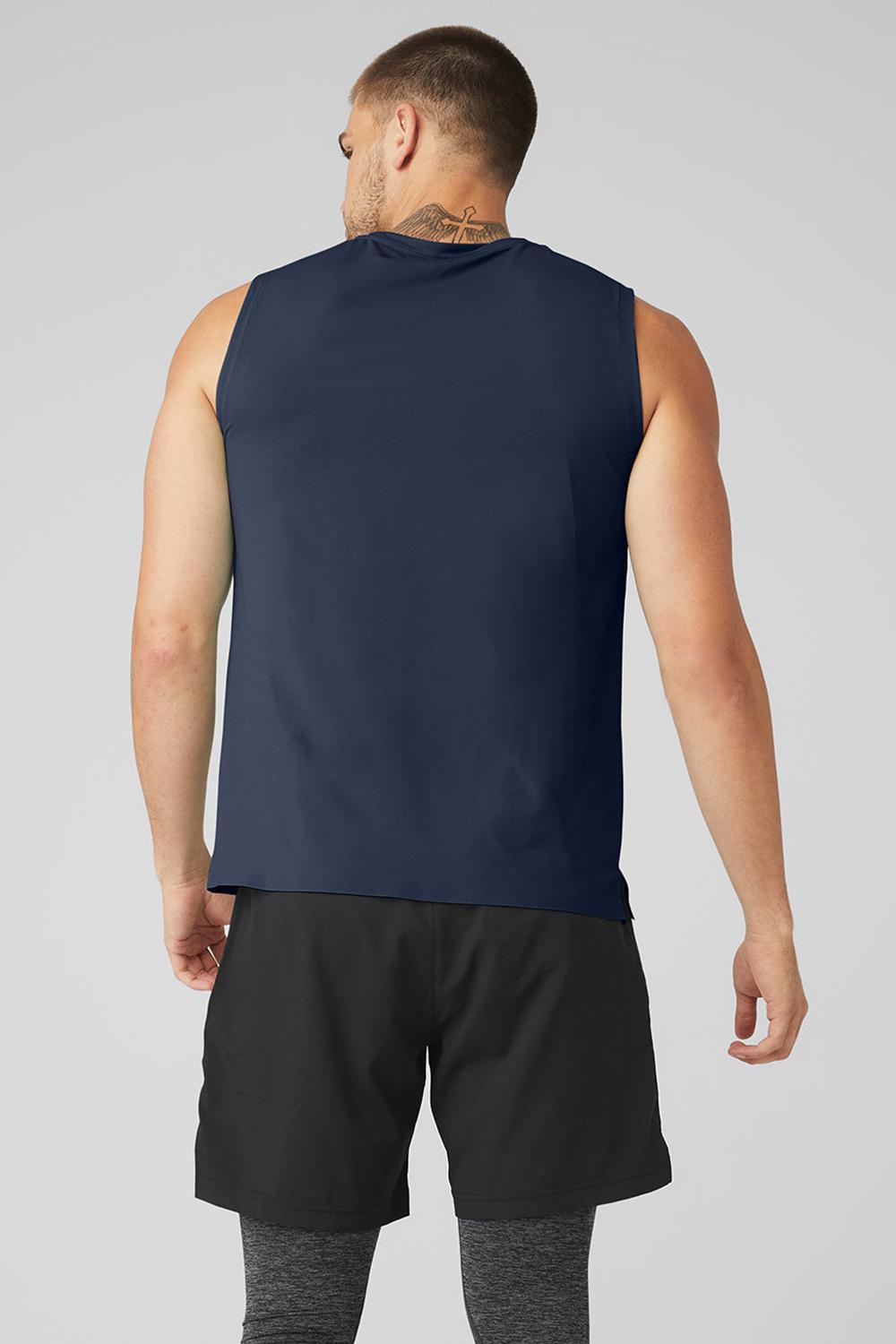 Navy Men Alo Yoga Idol Performance Tank | Australia  34879-OVHA