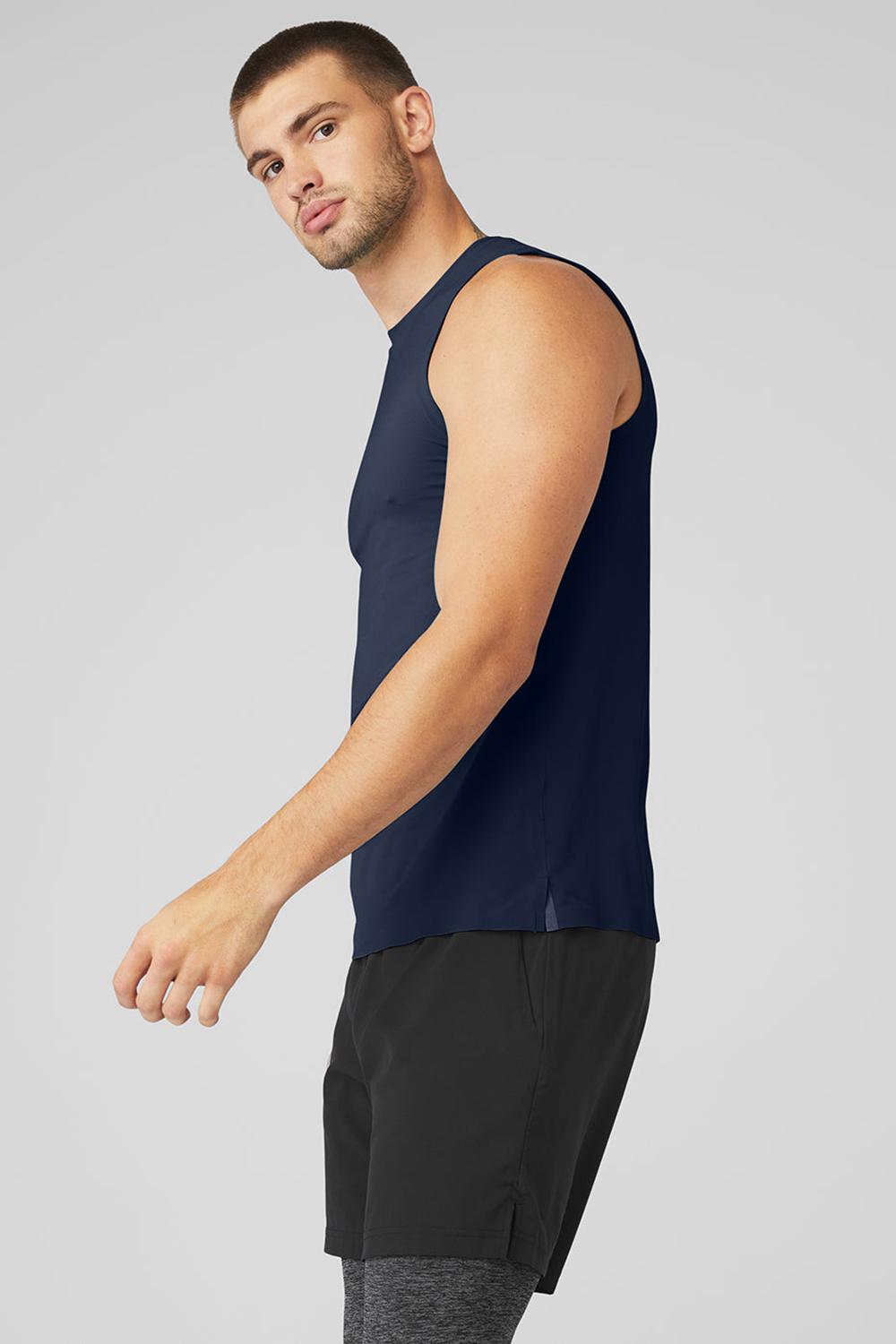Navy Men Alo Yoga Idol Performance Tank | Australia  34879-OVHA