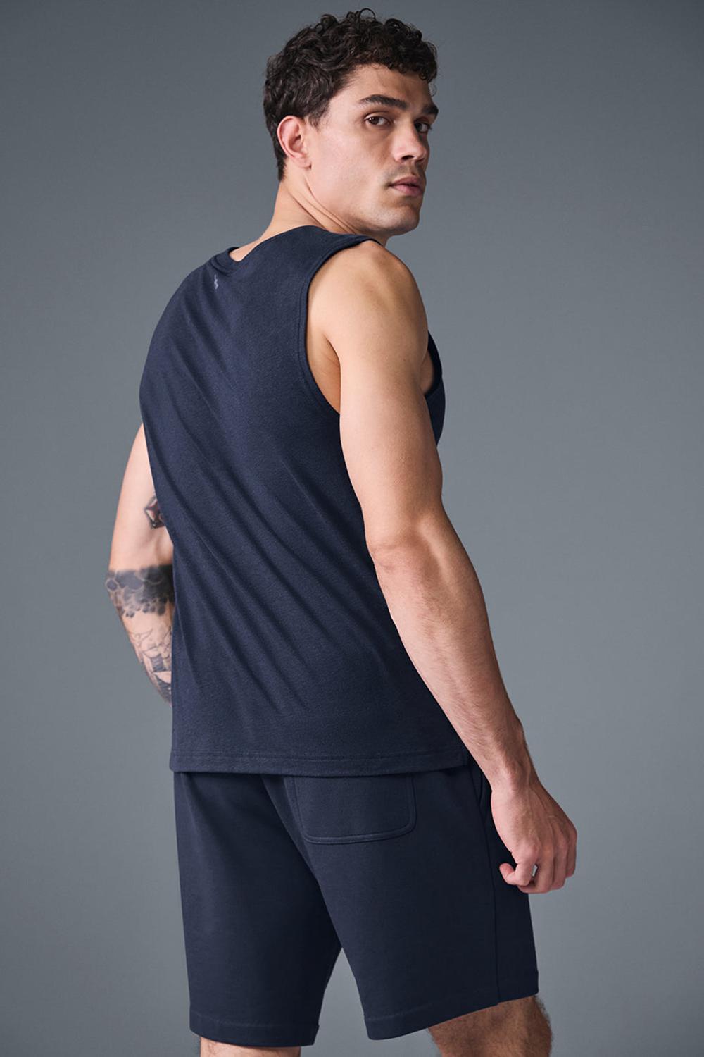 Navy Men Alo Yoga The Triumph Muscle Tank | Australia  96248-BXOR