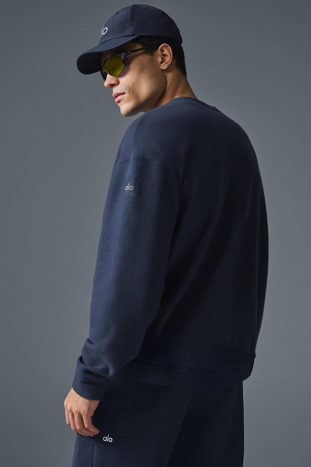 Navy Men Alo Yoga Triumph Restore Crew Neck Sweatshirt | Australia  45029-SCLP