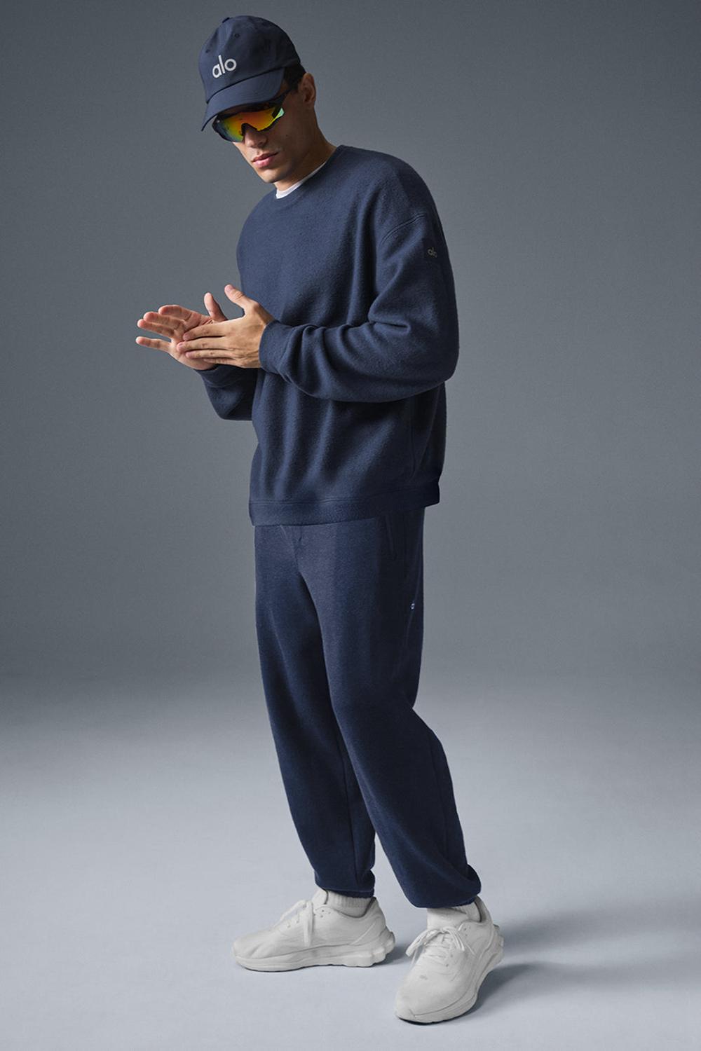 Navy Men Alo Yoga Triumph Restore Crew Neck Sweatshirt | Australia  45029-SCLP