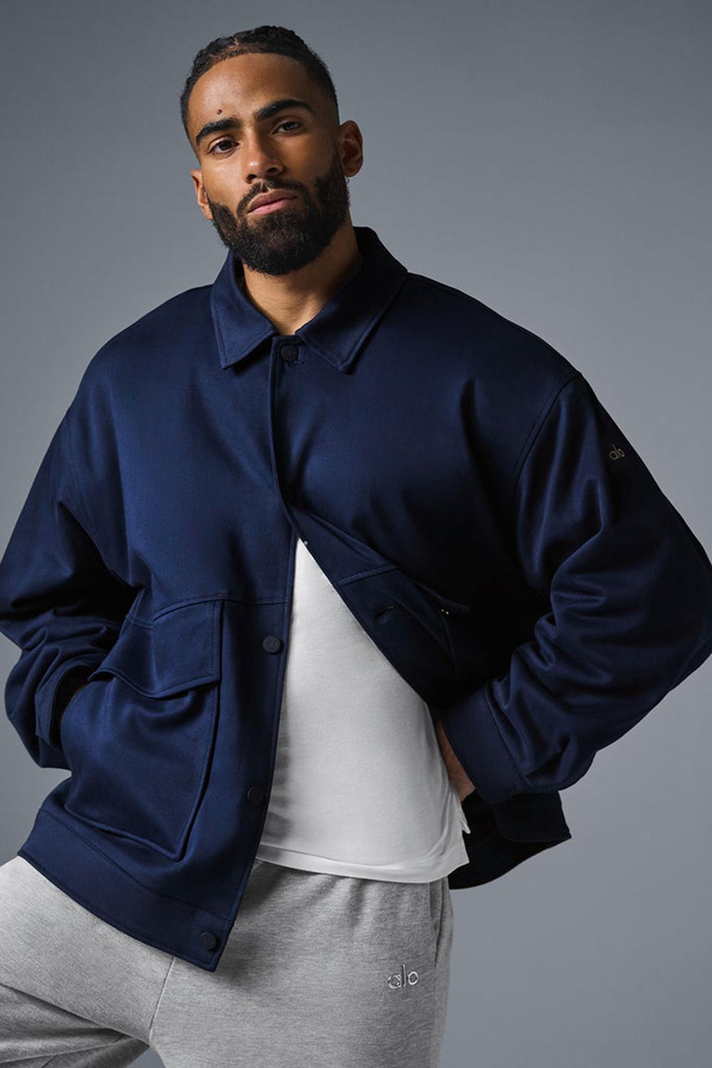 Navy Men Alo Yoga Unisex One Up Jacket | Australia  48716-FQJB