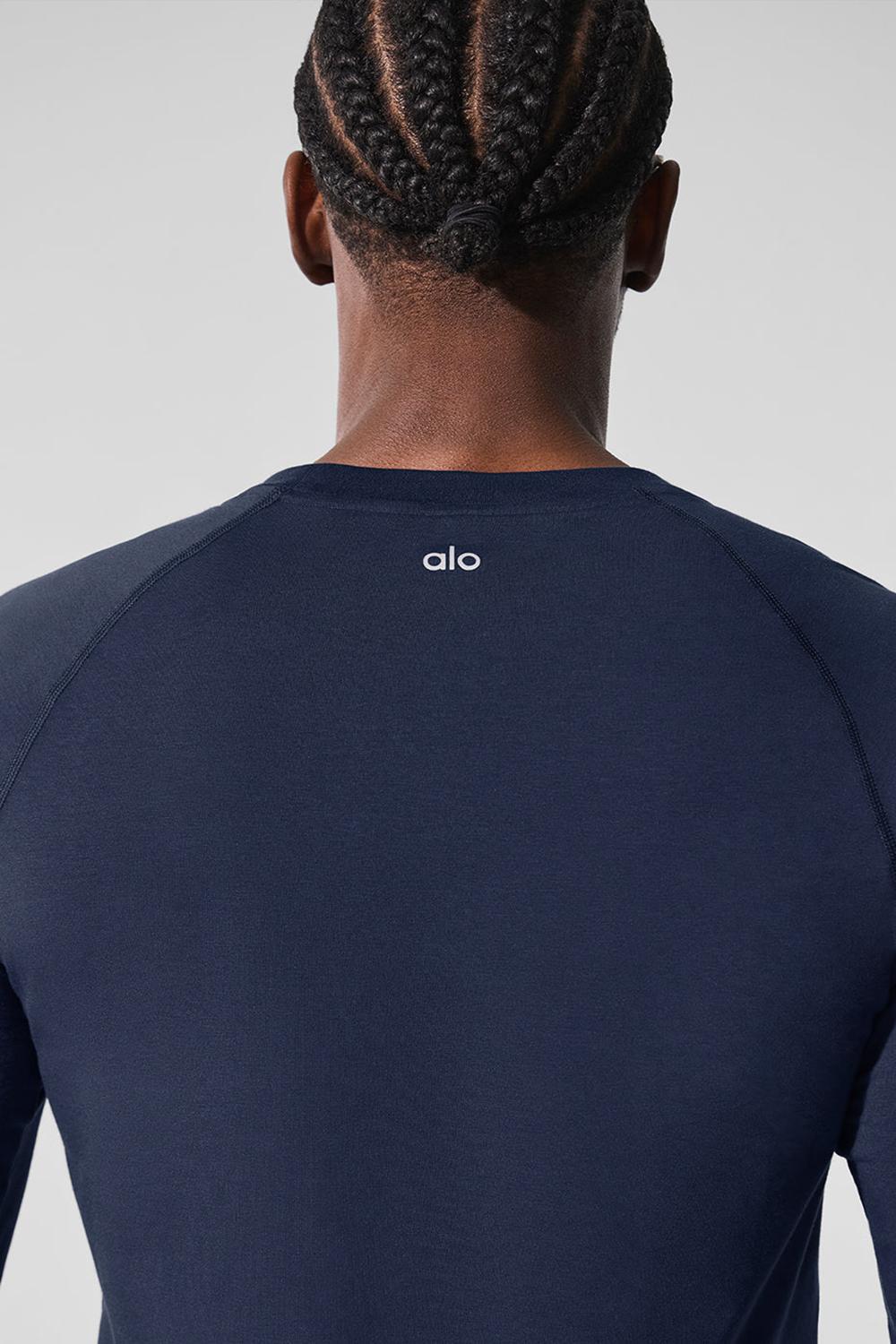 Navy Men Alo Yoga Vapor Crewneck Long Sleeve | Australia  85726-EBNP
