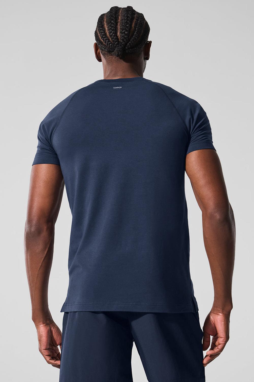 Navy Men Alo Yoga Vapor Crewneck Short Sleeve | Australia  36970-BSWU