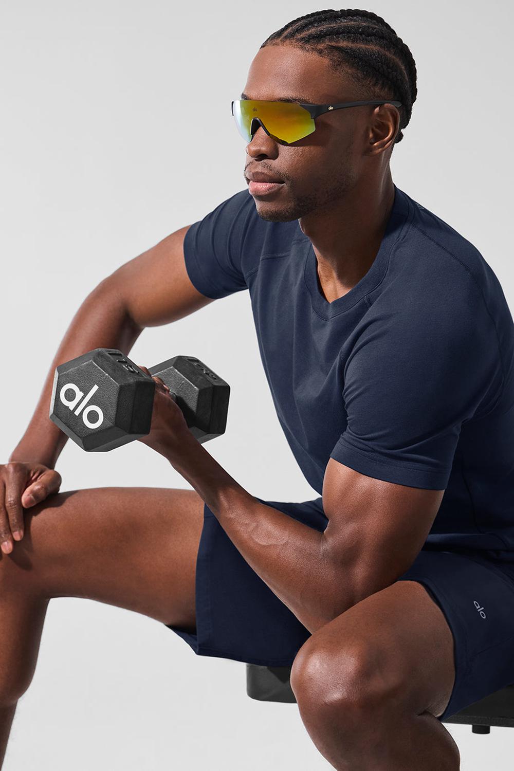 Navy Men Alo Yoga Vapor Crewneck Short Sleeve | Australia  36970-BSWU