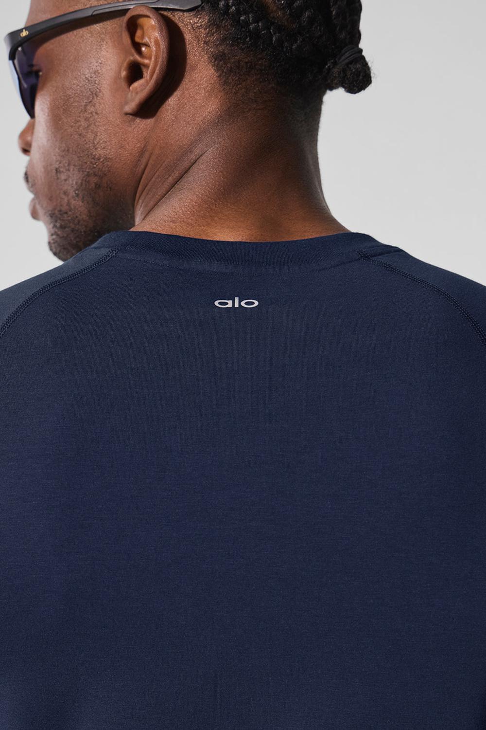 Navy Men Alo Yoga Vapor Crewneck Short Sleeve | Australia  36970-BSWU