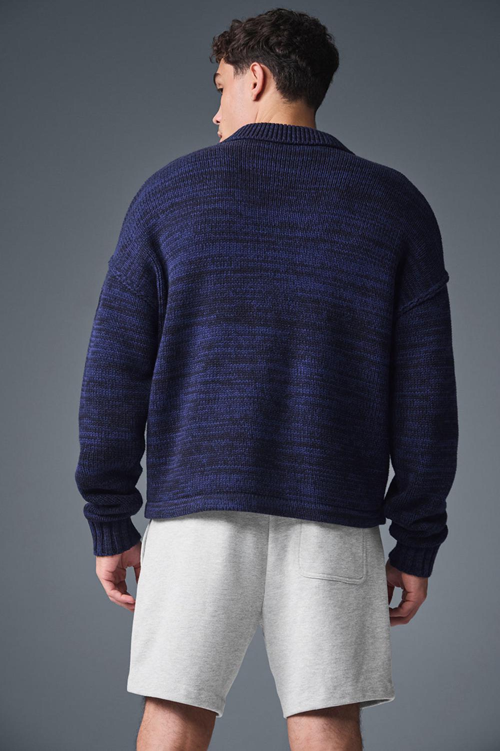 Navy Multi Men Alo Yoga Heritage Full Zip Sweater | Australia  42587-LBMH