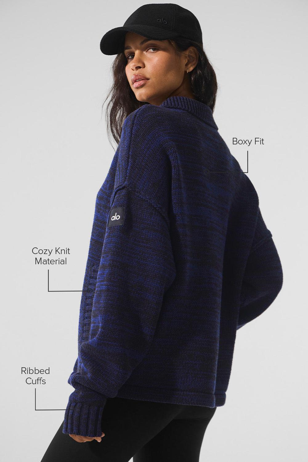 Navy Multi Women Alo Yoga Heritage Full Zip Sweater | Australia  16974-ZGPW