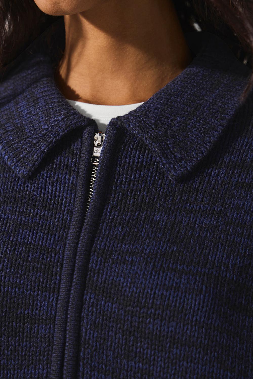 Navy Multi Women Alo Yoga Heritage Full Zip Sweater | Australia  16974-ZGPW