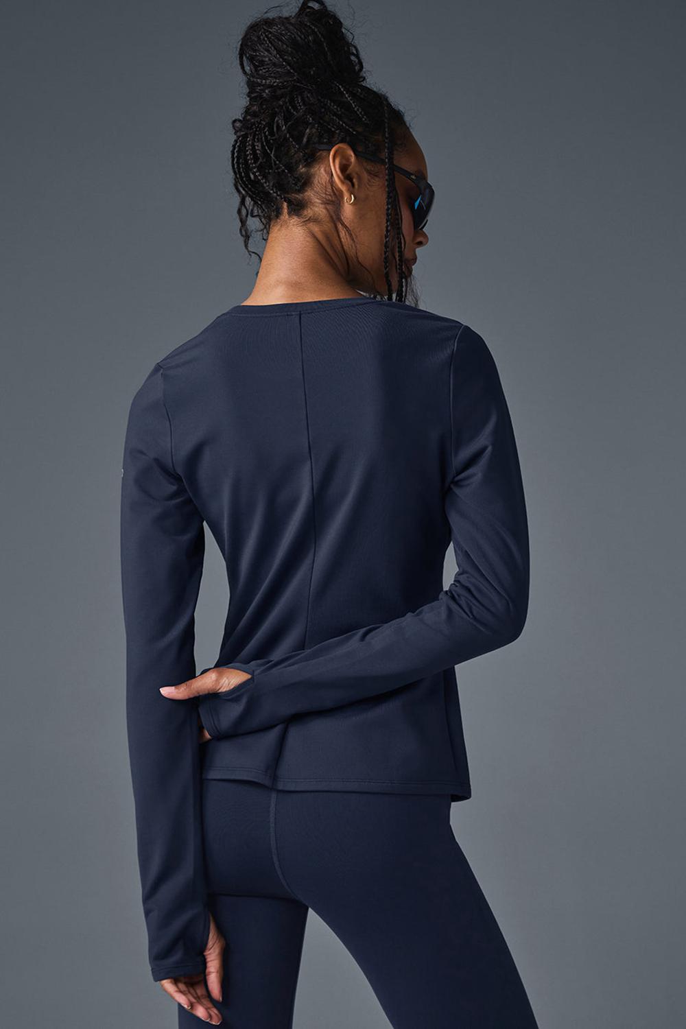 Navy Women Alo Yoga Airbrush Winter Warm Nocturne Long Sleeve | Australia  07283-EUFZ