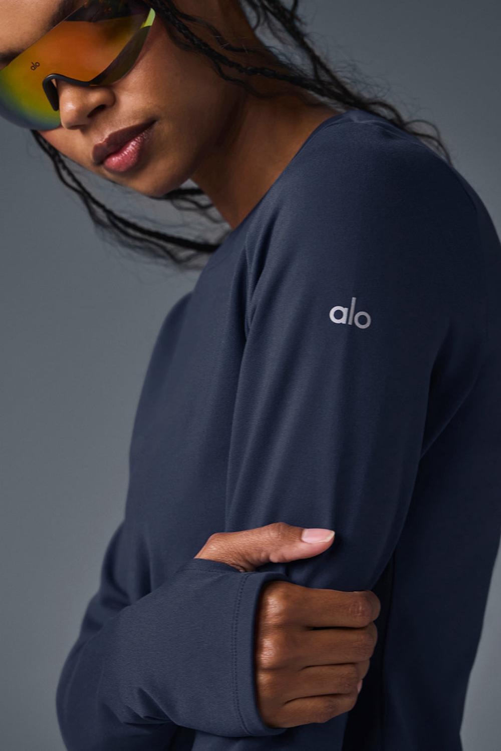 Navy Women Alo Yoga Airbrush Winter Warm Nocturne Long Sleeve | Australia  07283-EUFZ
