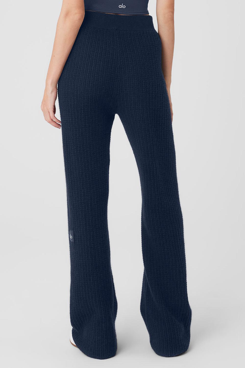 Navy Women Alo Yoga Cashmere High-Waist Plush Waffle Pant | Australia  96317-BNGX