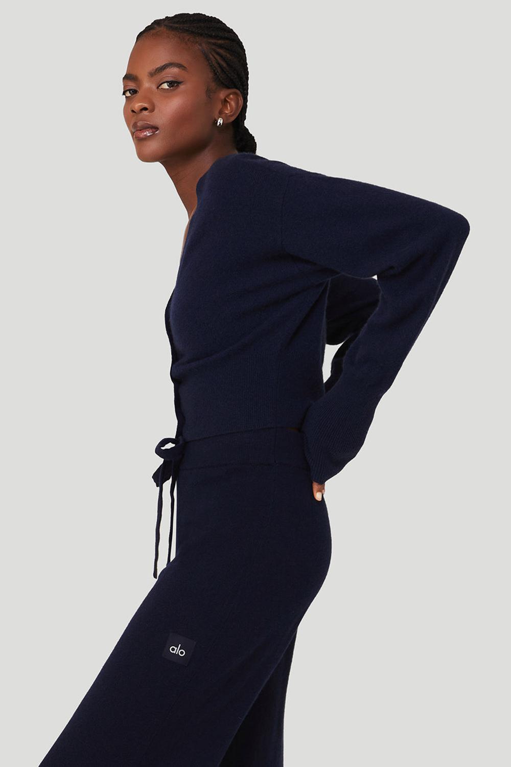 Navy Women Alo Yoga Cashmere Jet Set Cardigan | Australia  10958-BZNJ