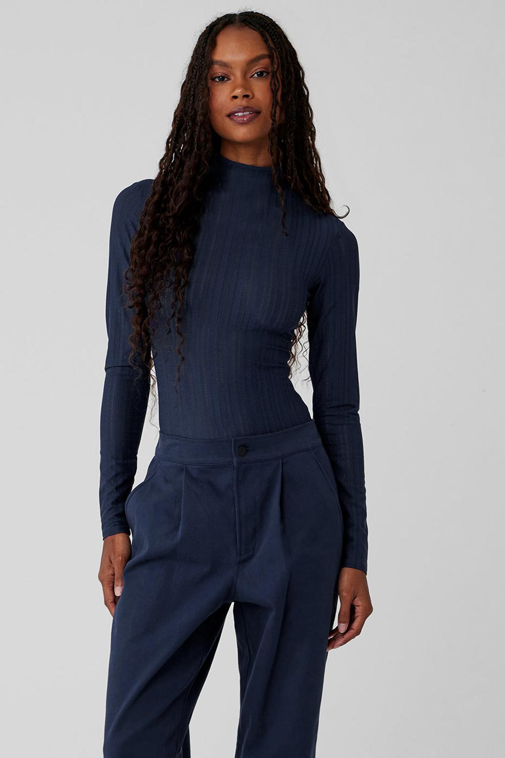 Navy Women Alo Yoga Euphoria Long Sleeve Bodysuit | Australia  14803-AUGB