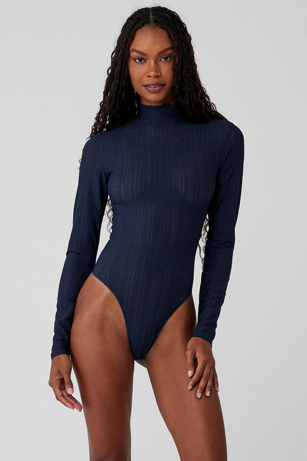 Navy Women Alo Yoga Euphoria Long Sleeve Bodysuit | Australia  14803-AUGB