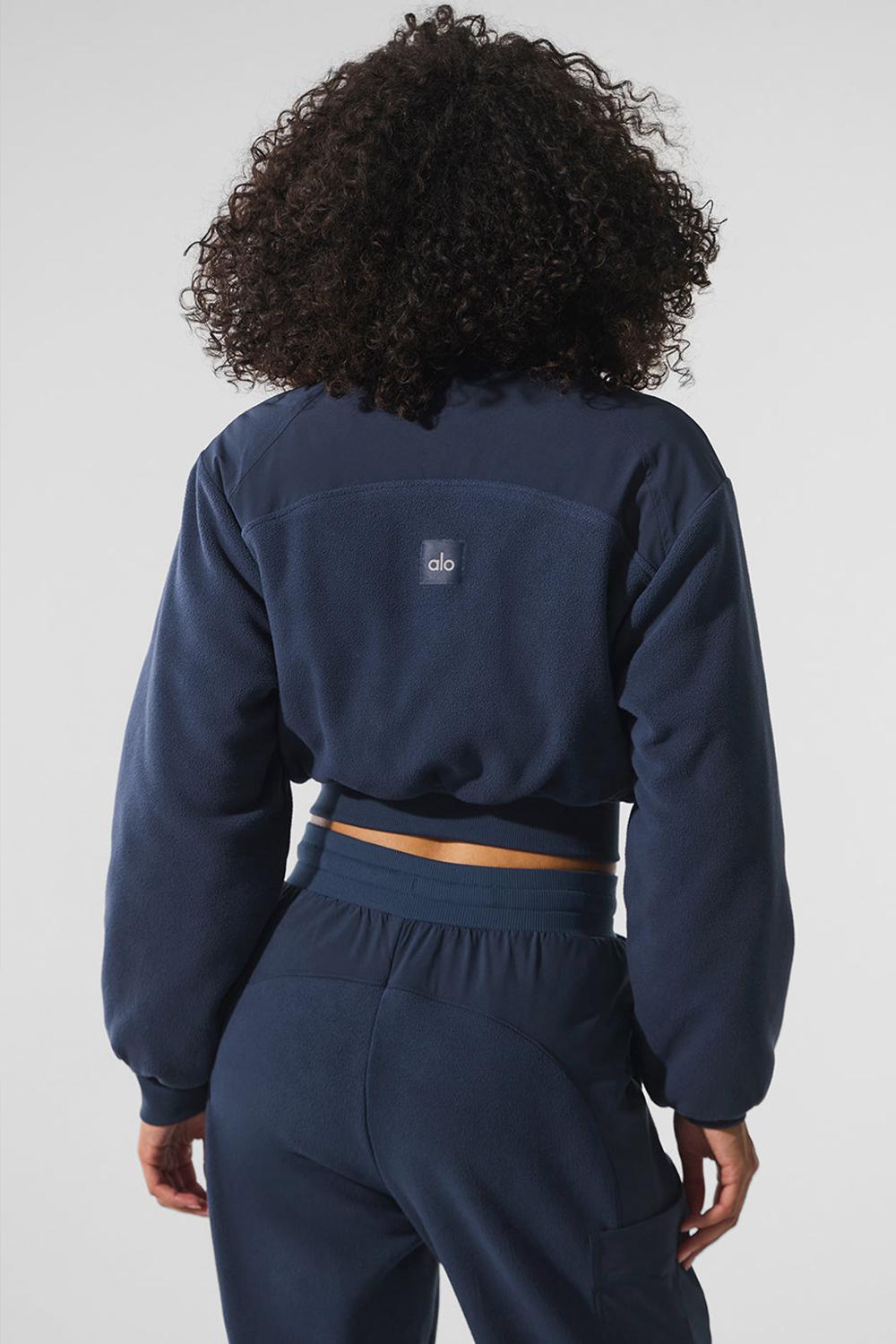 Navy Women Alo Yoga Polar Fleece Cropped Wintry Mix Jacket | Australia  26158-KZUP