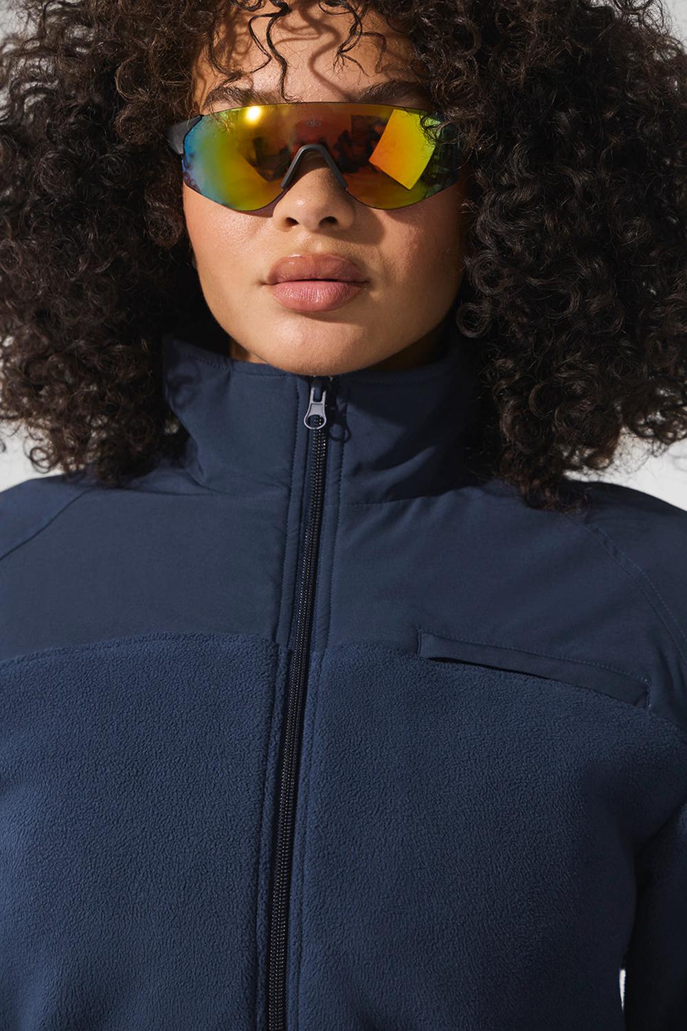 Navy Women Alo Yoga Polar Fleece Cropped Wintry Mix Jacket | Australia  26158-KZUP