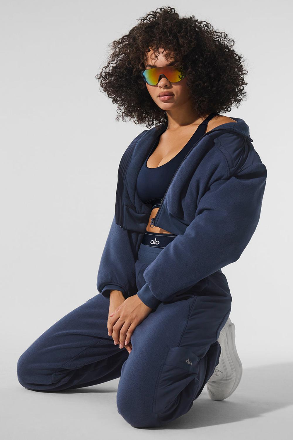 Navy Women Alo Yoga Polar Fleece Cropped Wintry Mix Jacket | Australia  26158-KZUP