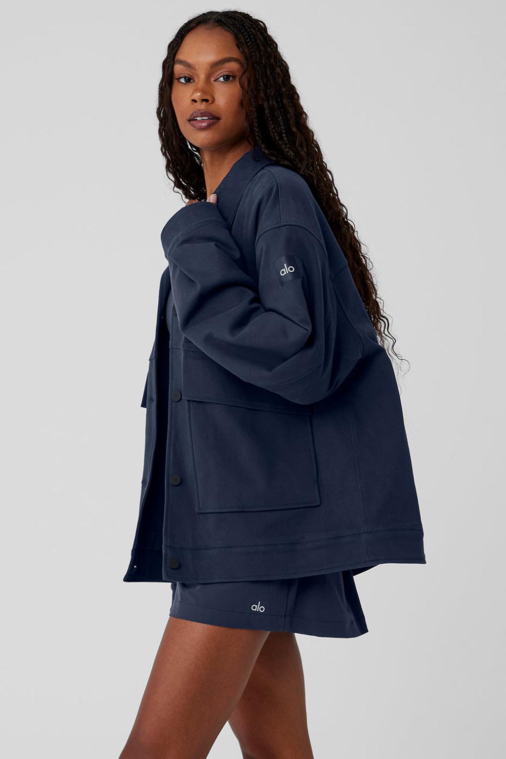 Navy Women Alo Yoga Unisex One Up Jacket | Australia  51047-ZFDS