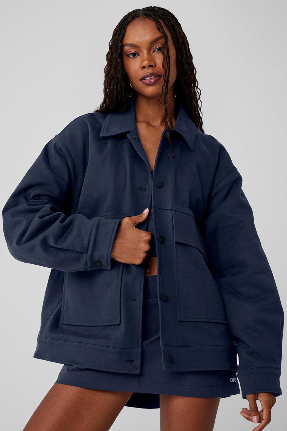 Navy Women Alo Yoga Unisex One Up Jacket | Australia  51047-ZFDS