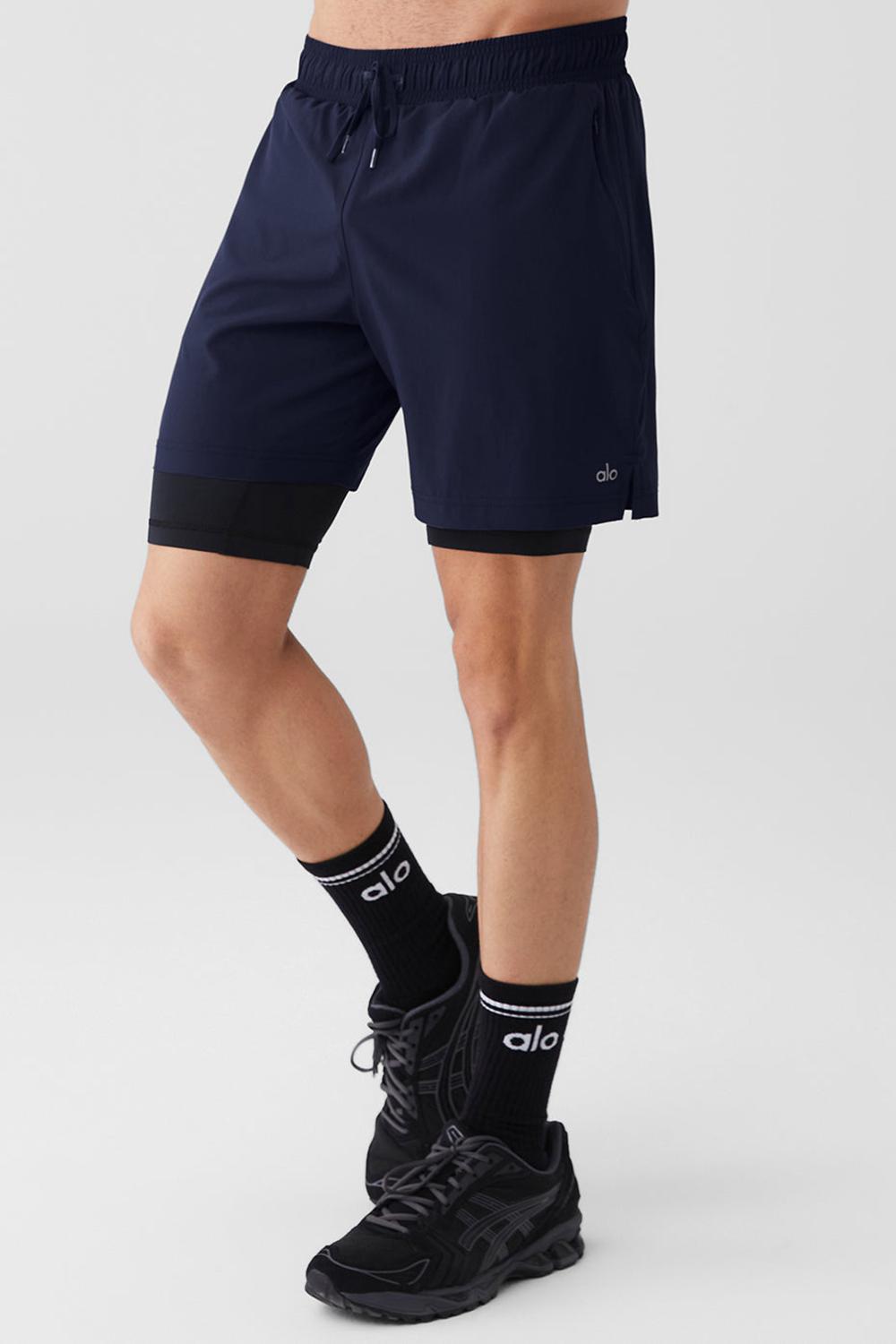Navy / Black Men Alo Yoga 7'' Unity 2 In 1 Short | Australia  47295-ONWT