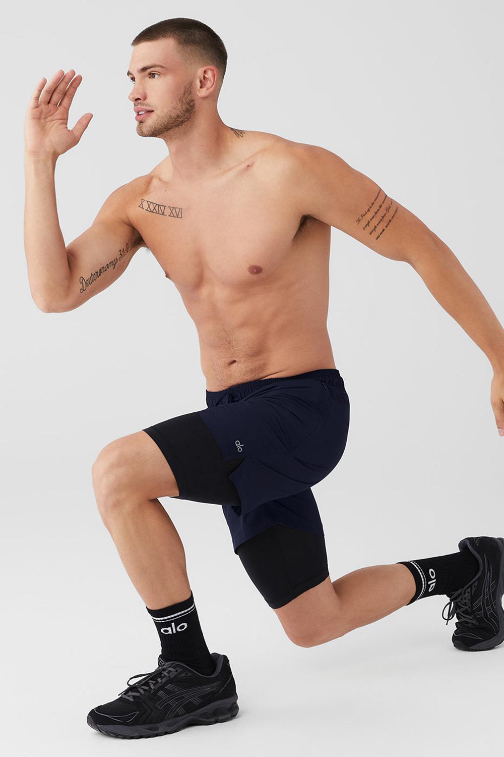 Navy / Black Men Alo Yoga 7'' Unity 2 In 1 Short | Australia  47295-ONWT