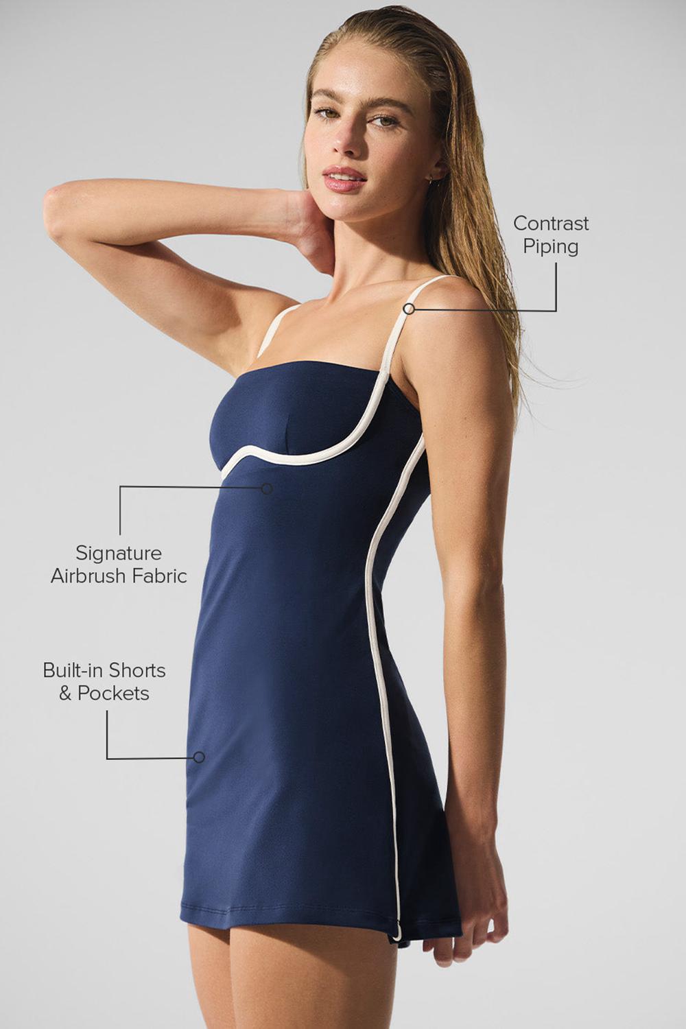 Navy / Ivory Women Alo Yoga Airbrush Streamlined Dress | Australia  72145-TIFC