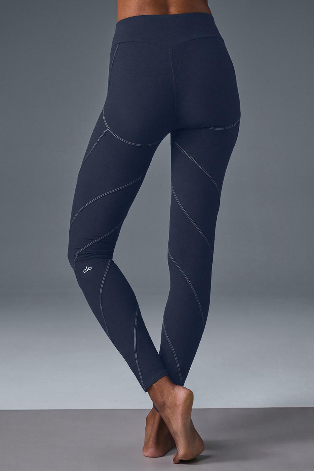 Navy / Ivory Women Alo Yoga Alosoft High-Waist Sunray Legging | Australia  45019-XIYQ