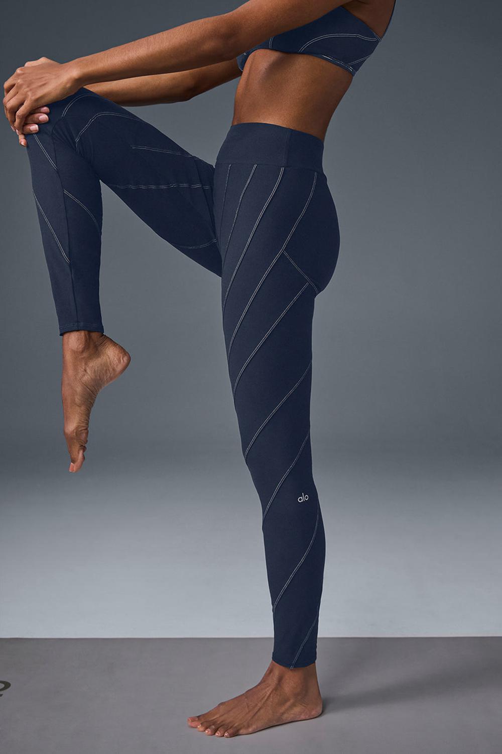 Navy / Ivory Women Alo Yoga Alosoft High-Waist Sunray Legging | Australia  45019-XIYQ