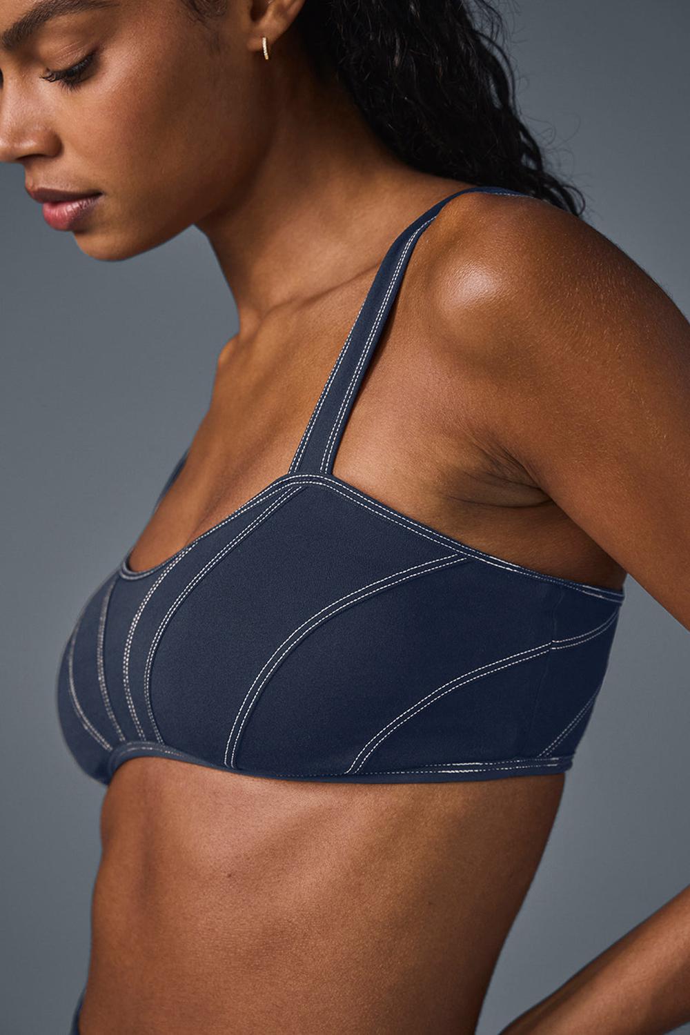 Navy / Ivory Women Alo Yoga Alosoft Sunray Bra | Australia  70815-UQAR
