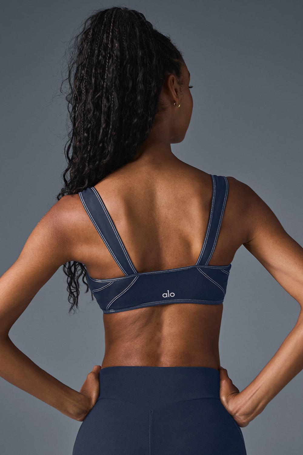 Navy / Ivory Women Alo Yoga Alosoft Sunray Bra | Australia  70815-UQAR