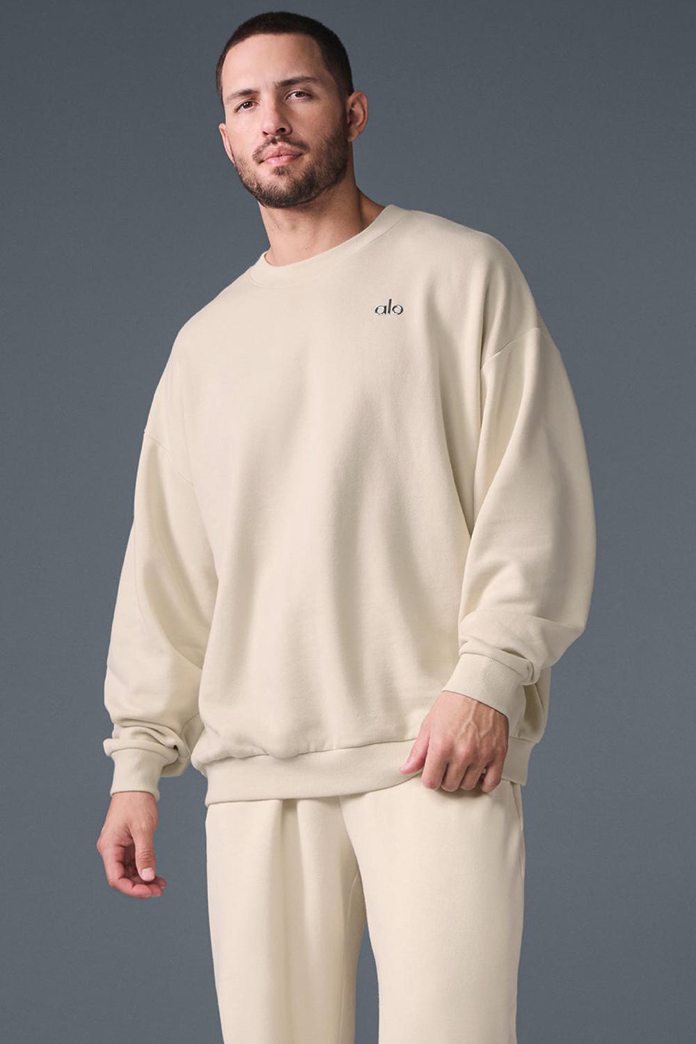 Oat Milk Men Alo Yoga Accolade Crew Neck Pullover | Australia  17652-TZMX