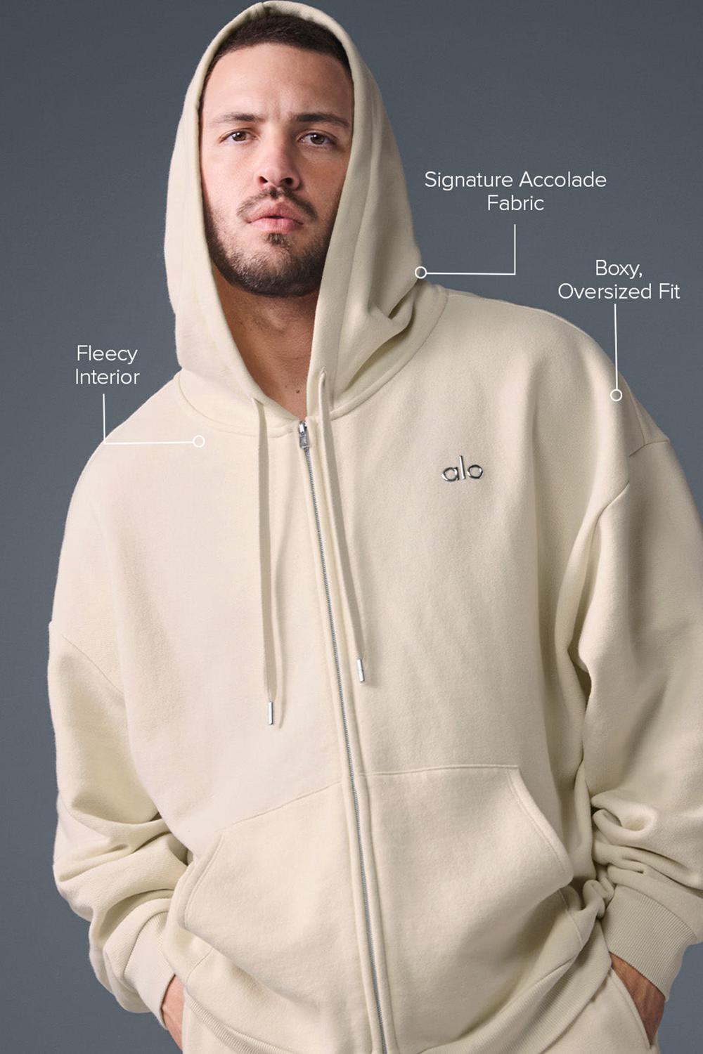Oat Milk Men Alo Yoga Accolade Full Zip Hoodie | Australia  32608-ZRSJ