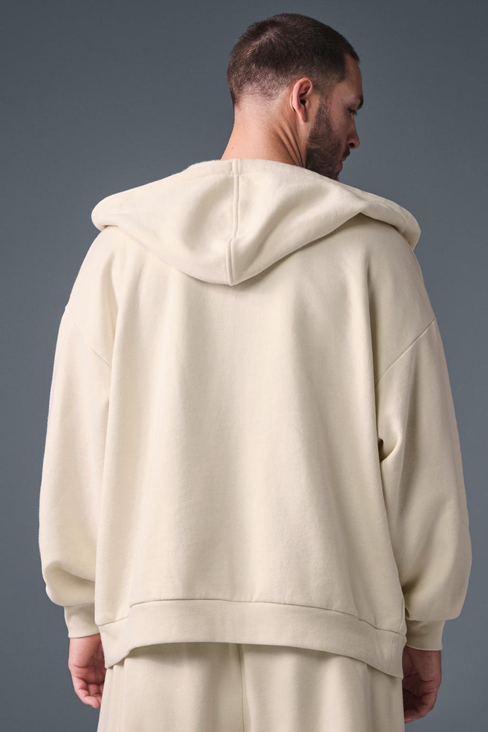 Oat Milk Men Alo Yoga Accolade Full Zip Hoodie | Australia  32608-ZRSJ