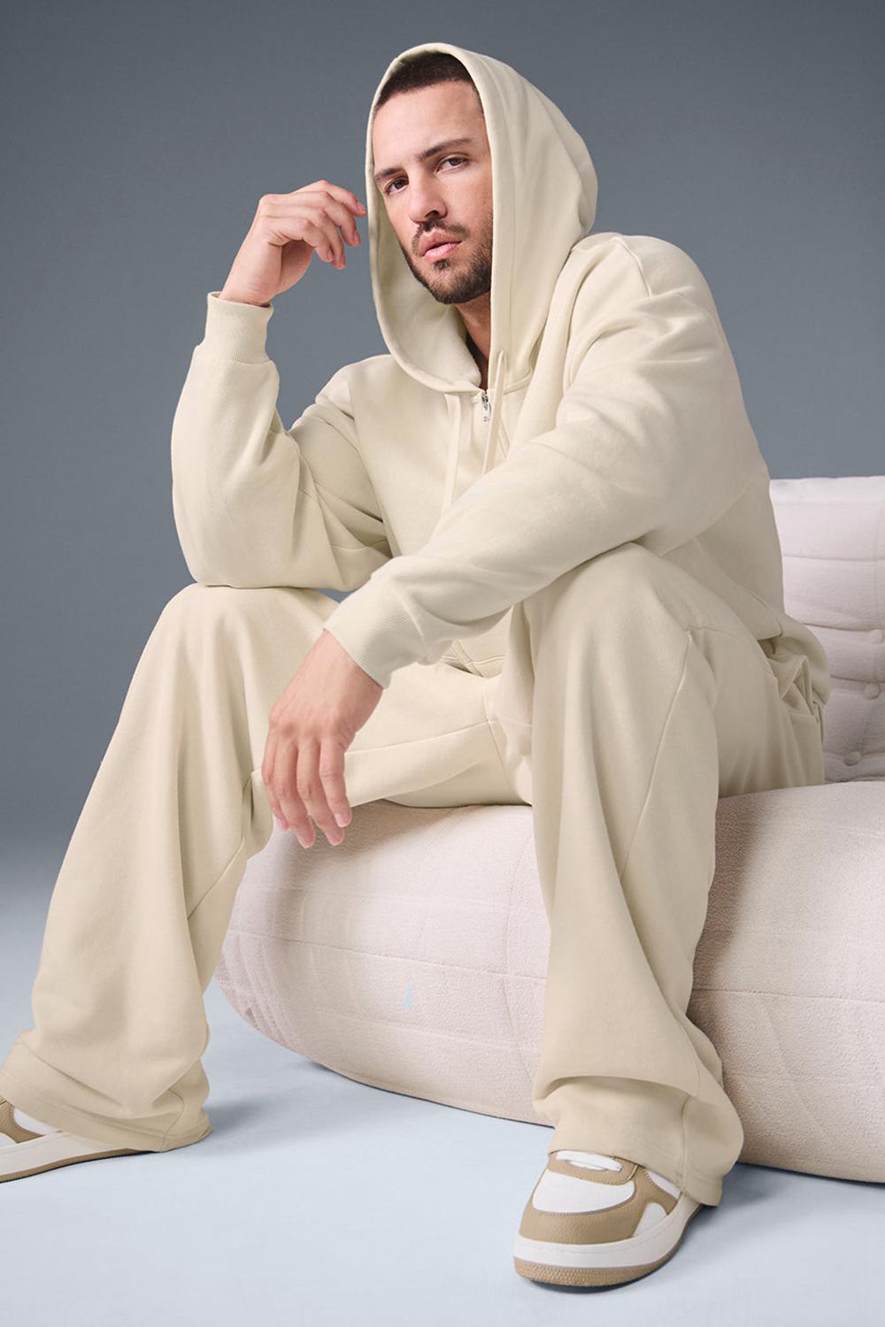 Oat Milk Men Alo Yoga Accolade Full Zip Hoodie | Australia  32608-ZRSJ