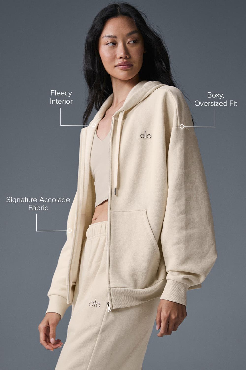 Oat Milk Women Alo Yoga Accolade Full Zip Hoodie | Australia  61825-TMHD