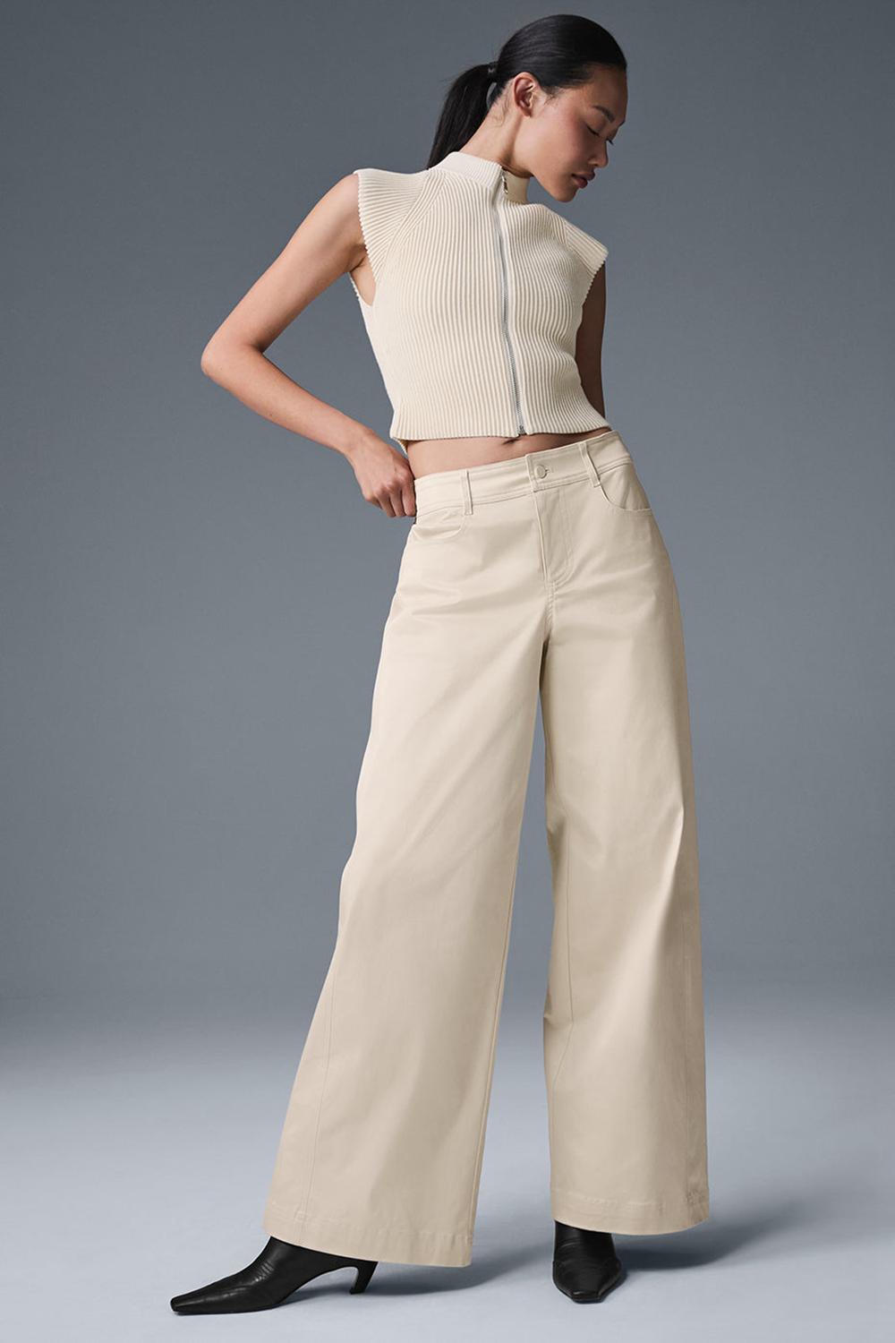 Oat Milk Women Alo Yoga Wanderlust Wide Leg Pant | Australia  35789-VGXH