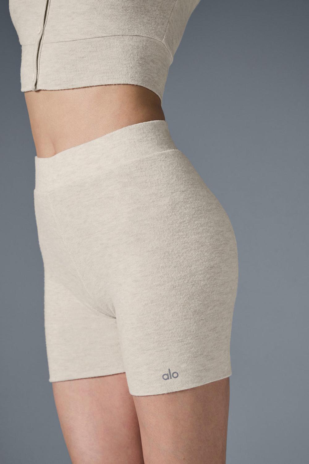 Oatmeal Heather Women Alo Yoga Alolux High-Waist Me Time Short | Australia  65309-YLJP