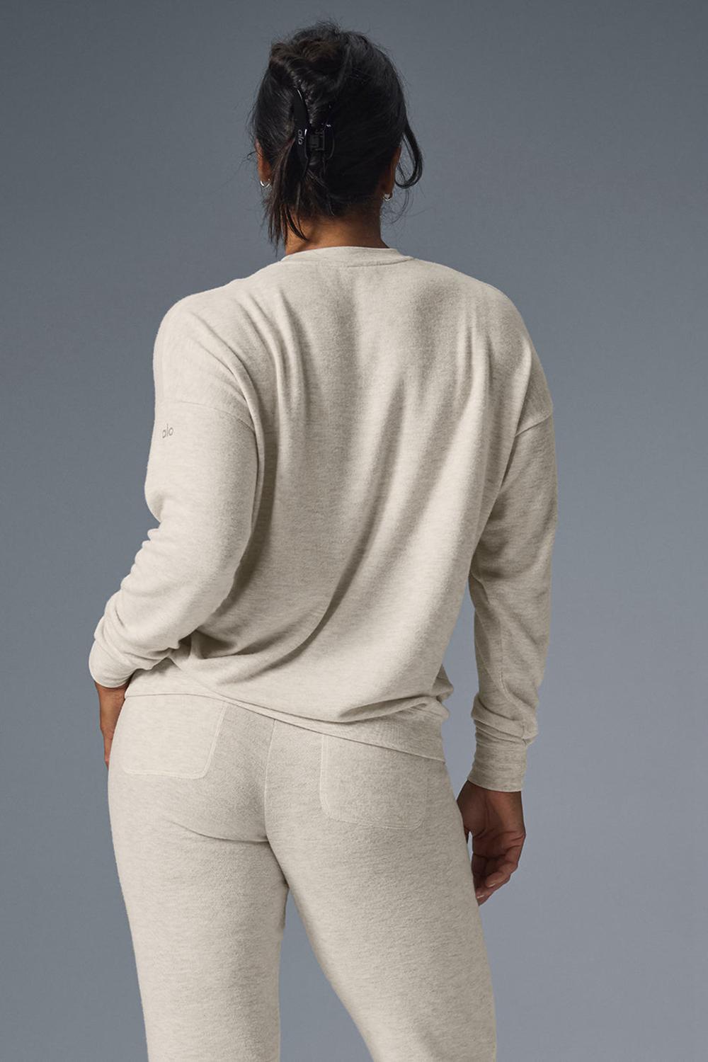 Oatmeal Heather Women Alo Yoga Soho Pullover | Australia  16894-IBAJ