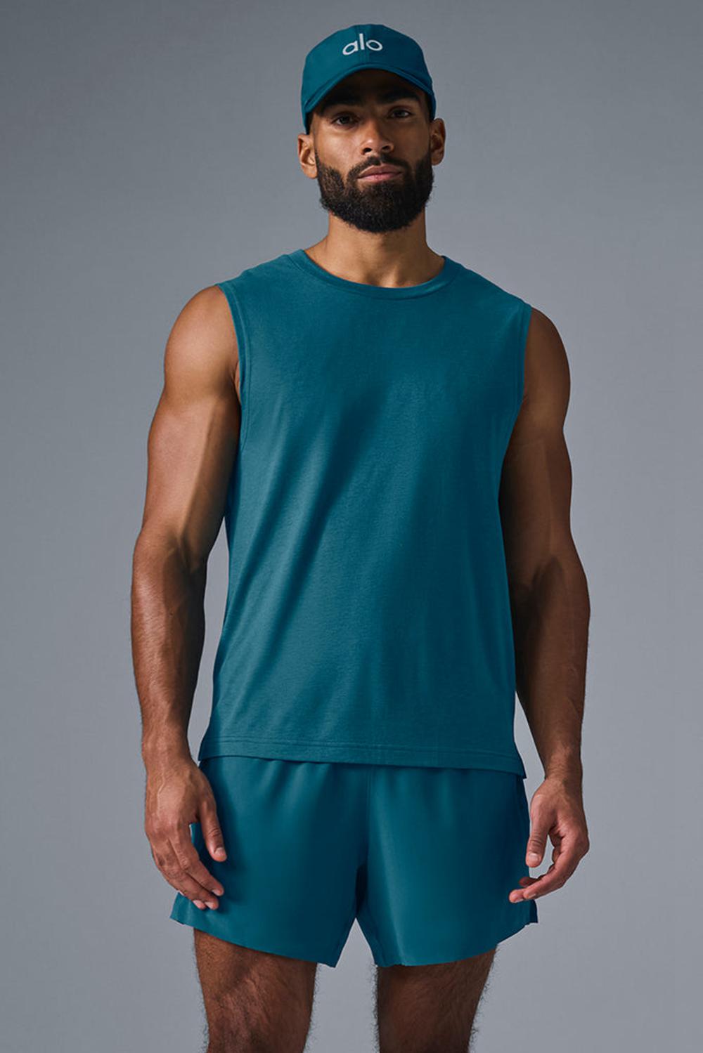 Oceanic Teal Men Alo Yoga The Triumph Muscle Tank | Australia  96243-AQTN