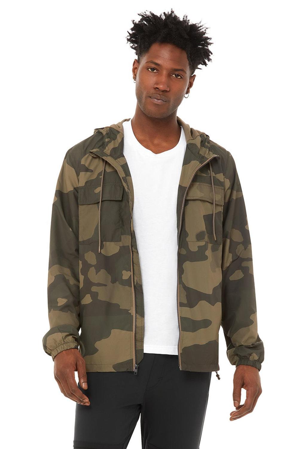 Olive Branch Camouflage Men Alo Yoga Stride Jacket | Australia  26034-VBPN