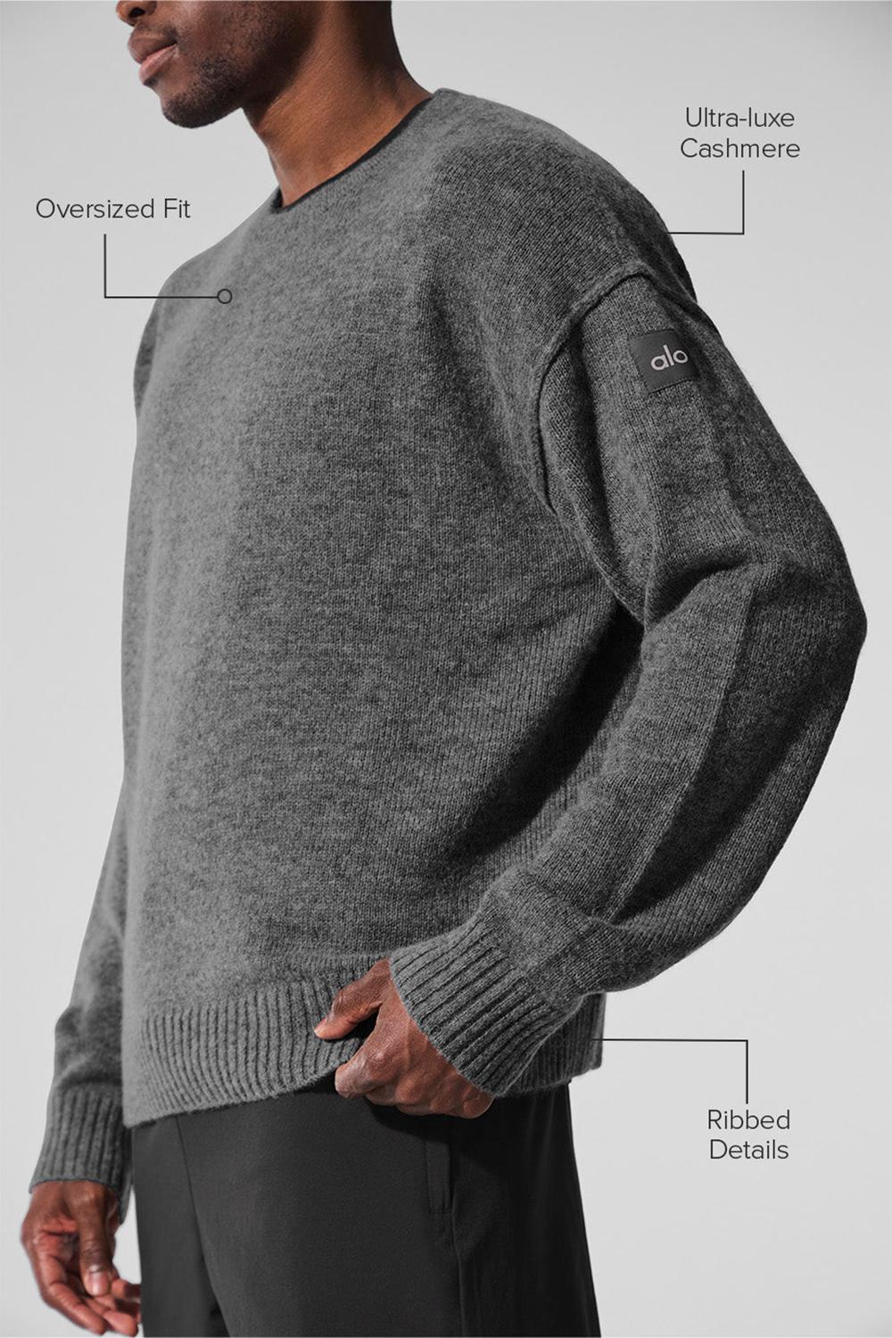 Platinum Grey Men Alo Yoga New Class Cashmere Crewneck Sweater | Australia  47305-HJYC