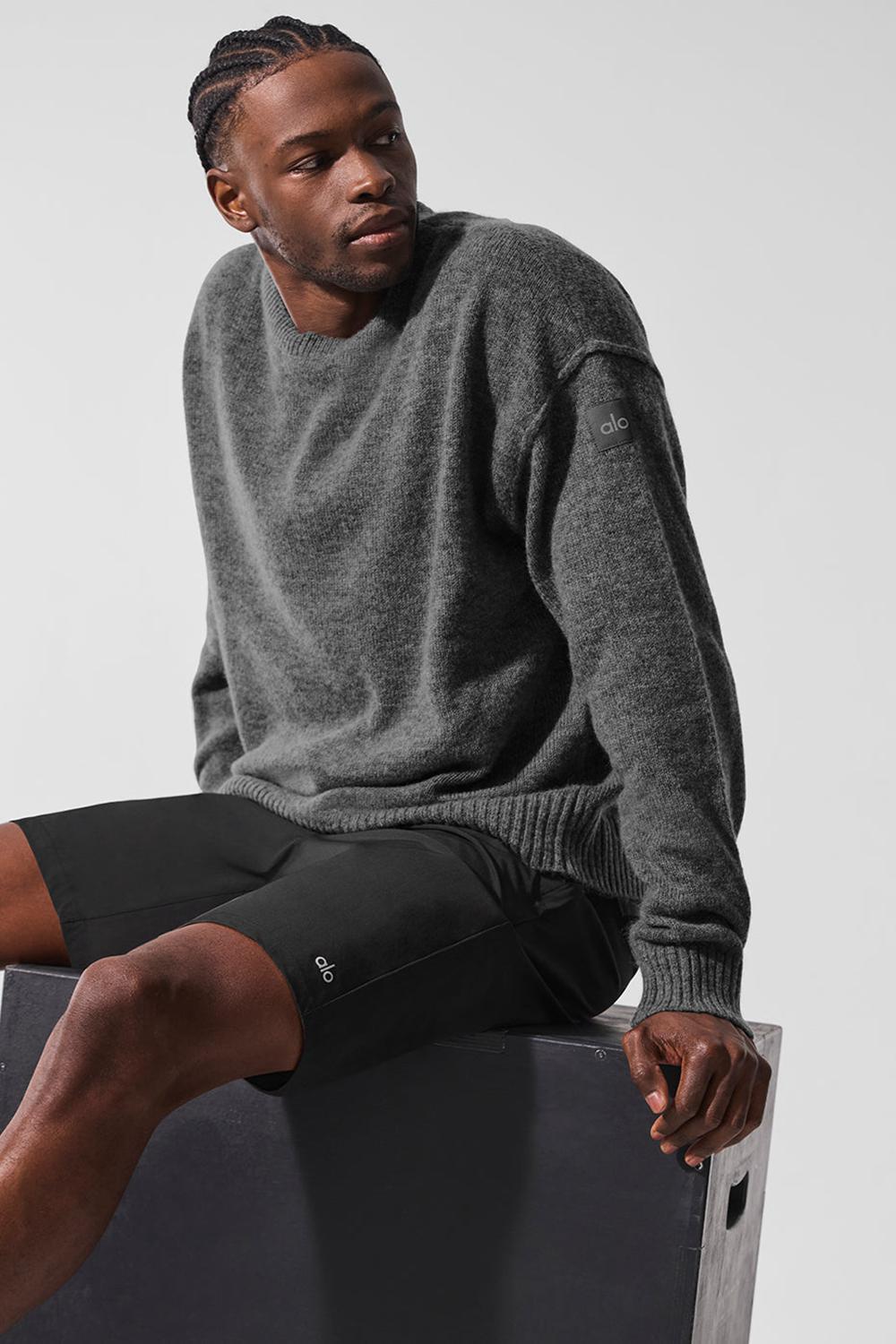 Platinum Grey Men Alo Yoga New Class Cashmere Crewneck Sweater | Australia  47305-HJYC