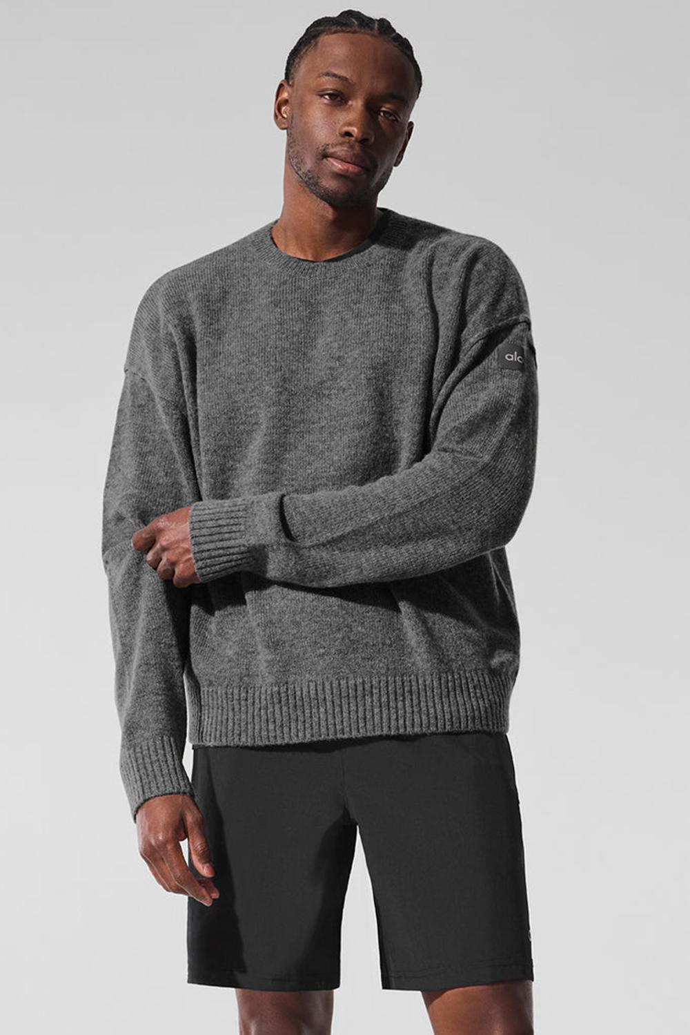Platinum Grey Men Alo Yoga New Class Cashmere Crewneck Sweater | Australia  47305-HJYC